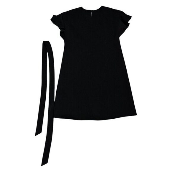 Lafayette 148 Luxury Designer V-Neck Black Ruffle Mini Dress Womens Small Petite - Picture 6 of 8